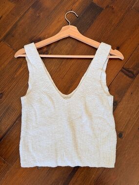 Madewell 100% Cotton Cropped V Neck Sweater Tank - Size XS